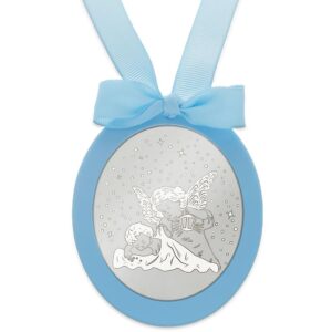 Medalla cuna plata 925mm ovalada angel de la guarda