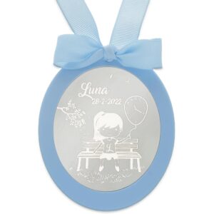 Medalla cuna plata 925mm ovalada niña globo