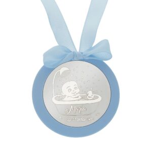 Medalla cuna plata 925mm redonda bebe + bañera