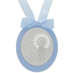 Medalla cuna plata 925mm ovalada virgen del pilar