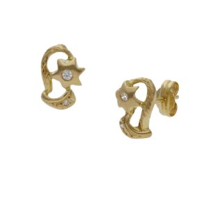 Pendientes oro 18kl estrellas circonitas - 8x10mm