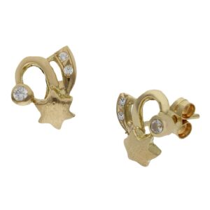 Pendientes oro 18kl  estrellas - 9x10mm