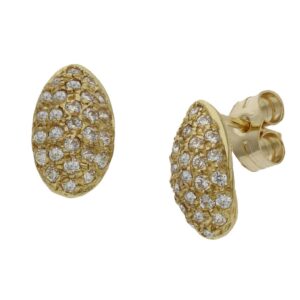 Pendientes oro 18kl oval circonitas - 6x11mm