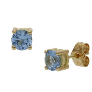 Pendientes oro 18kl piedra azul - 5mm