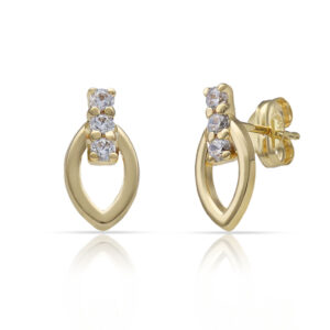 Pendientes oro 18kl barra + oval