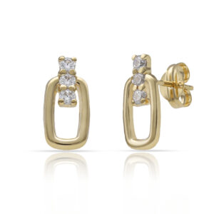 Pendientes oro 18kl barra + rectangular