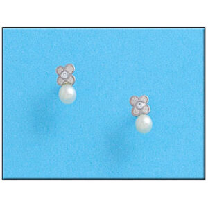 Pendientes oro blanco 18kl flor