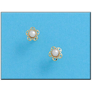 Pendientes oro 18kl flor perlas