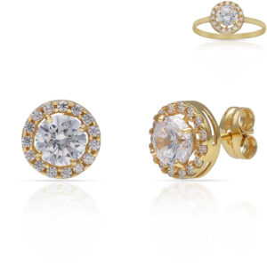 Pendientes oro 18kl circonitas - 8mm