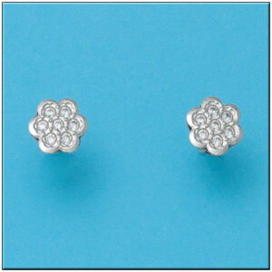 Pendientes oro blanco 18kl flor