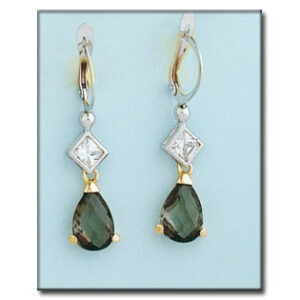 Pendientes oro 18kl bicolor olivina