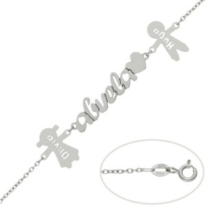 Pulsera oro blanco 18kl abuela + niños