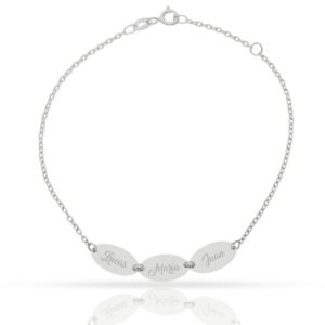Pulsera oro blanco 18kl chapas ovaladas