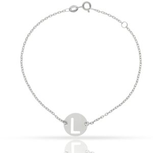 Pulsera oro blanco 18kl letra - 12mm