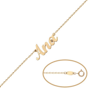 Pulsera oro 18kl + diamante nombre mediano