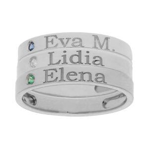 Sortija oro blanco 18kl - 3 anillos personalizados nombres