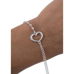 Pulsera doble cadena corazón
