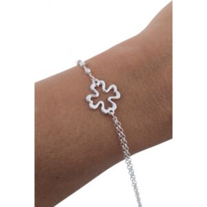 Pulsera doble cadena trébol