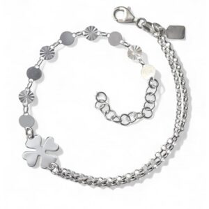 Pulsera doble cadena chapitas trébol