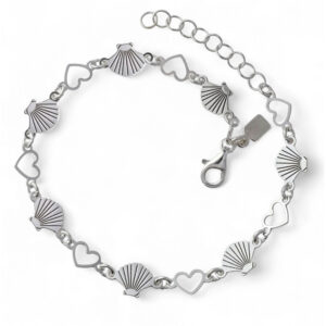 Pulsera conchas corazones