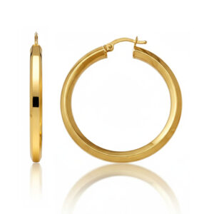 Aros oro 18kl tubo hexagonal - 32mm