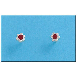 Pendiente plata 925mm flor rojo