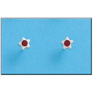Pendientes plata 925mm estrella roja - 5mm