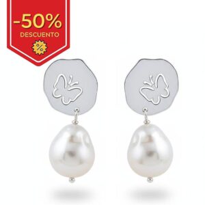 Pendiente plata 925mm mariposas perla