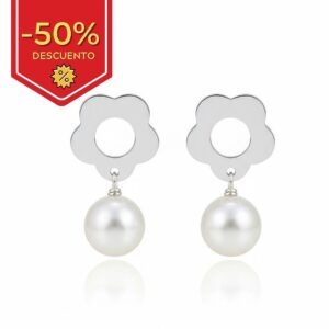 Pendientes plata 925mm flor + perla