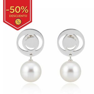 Pendientes plata 925mm circulo + perlas