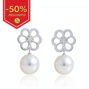Pendiente plata 925mm flor perla
