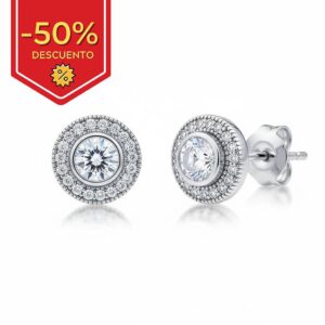 Pendientes plata 925mm redondo circonitas