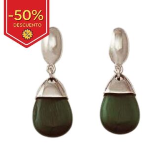 Pendientes plata 925mm ojo de gato verde