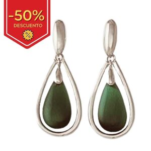 Pendientes plata 925mm ojo de gato verde