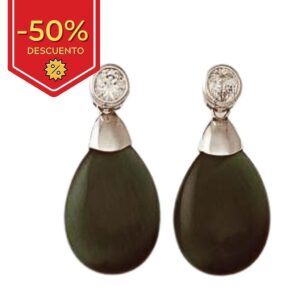 Pendientes plata 925mm ojo de gato verde