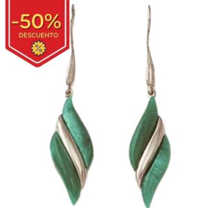 Pendientes plata 925mm resina verde