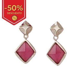 Pendientes ojo de gato fucsia plata 925mm