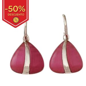 Pendientes plata 925mm ojo de gato fucsia