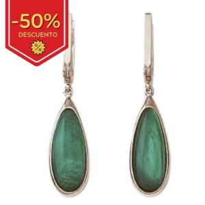 Pendientes plata 925mm resina verde