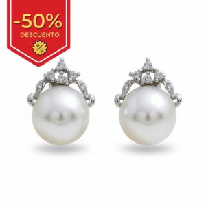 Pendiente plata 925mm perla china - 13mm