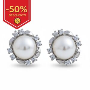 Pendiente plata 925mm perla china - 12mm