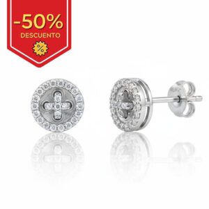 Pendientes plata 925mm redondo circonita