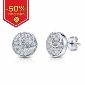 Pendientes plata 925mm redondo circonitas