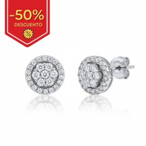 Pendientes redondo circonita plata 925mm