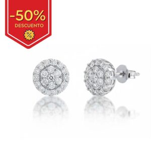 Pendientes redondo circonitas plata 925mm