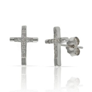 Pendientes plata 925mm cruz circonitas - 8.50x12mm