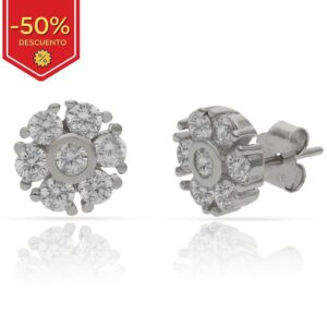 Pendientes plata 925mm roseton - 9mm