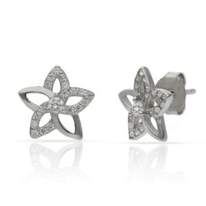Pendientes plata 925mm flor circonitas - 9.50mm