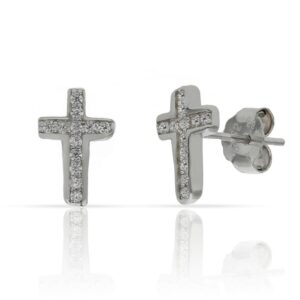 Pendientes plata 925mm cruz circonitas - 7x10mm