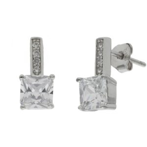 Pendientes plata 925mm circonitas - 6x14mm